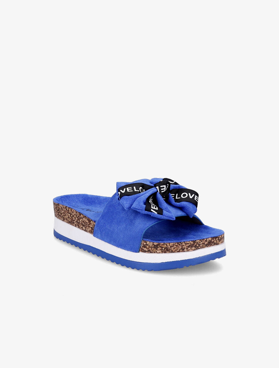 Claquettes à noeud et semelles stylisées - Bleu - 5