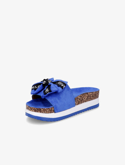Claquettes à noeud et semelles stylisées - Bleu - 3