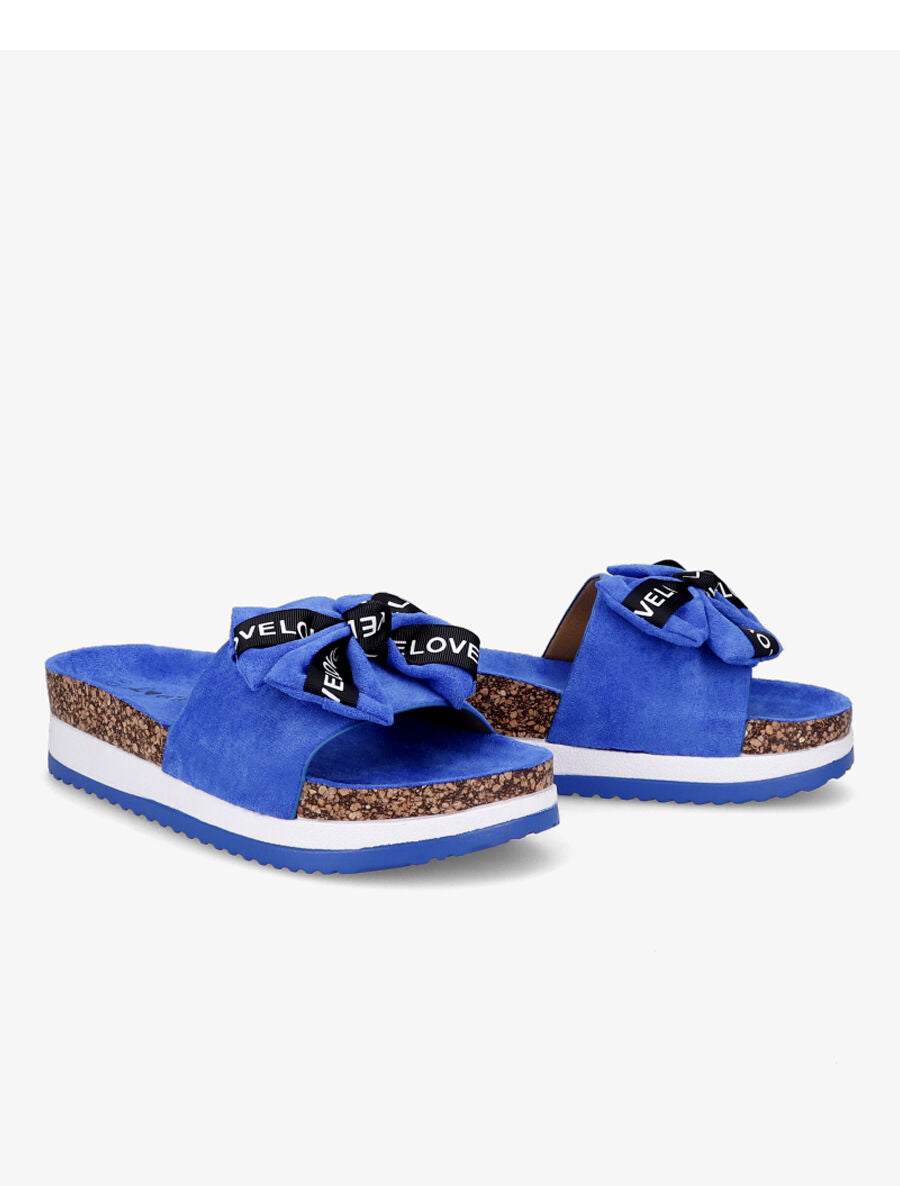 Claquettes à noeud et semelles stylisées - Bleu - 4