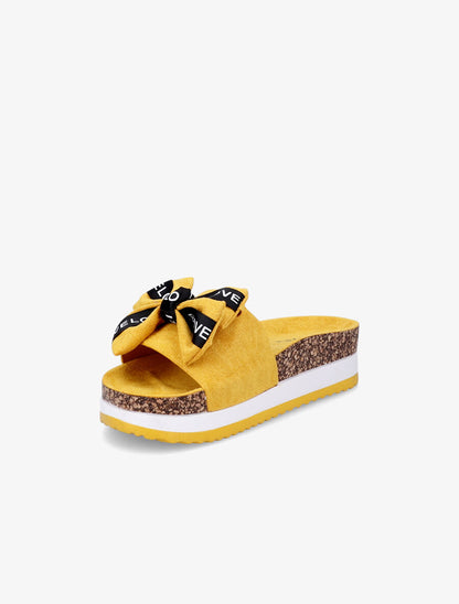 Claquettes à noeud et semelles stylisées - Jaune - 3