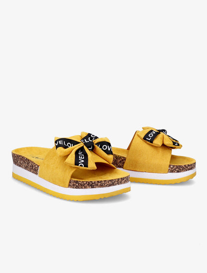 Claquettes à noeud et semelles stylisées - Jaune - 4