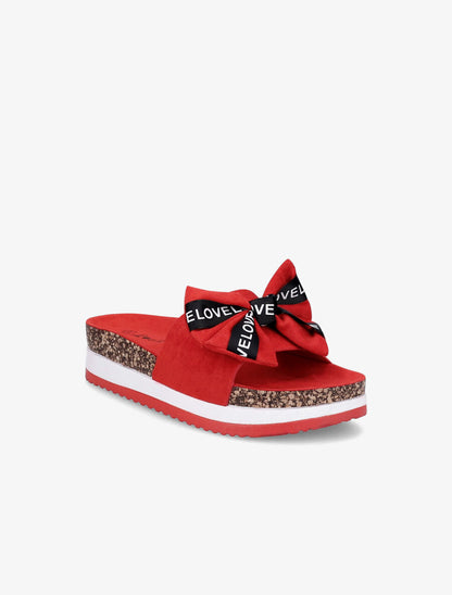 Claquettes à noeud et semelles stylisées - Rouge - 1