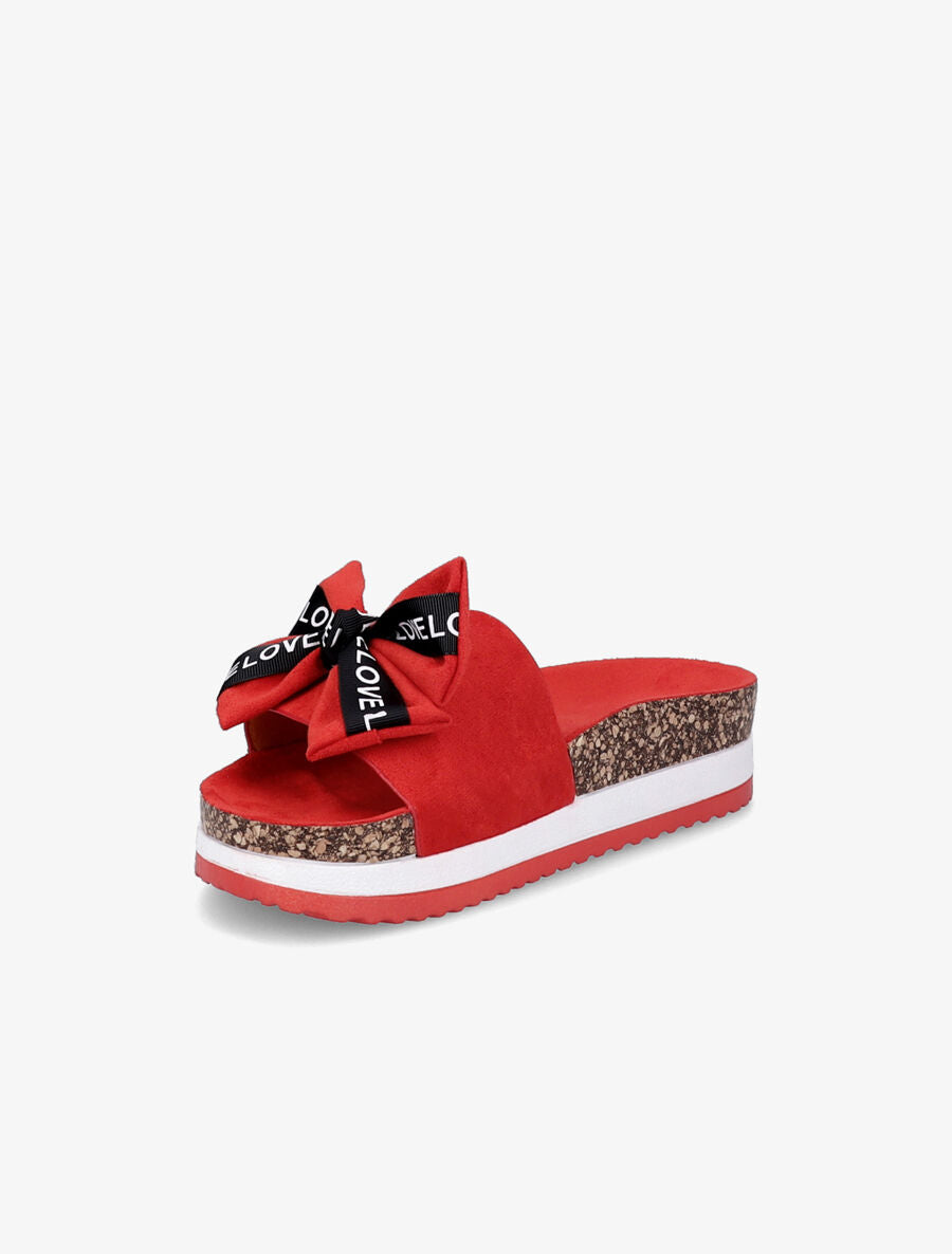 Claquettes à noeud et semelles stylisées - Rouge - 3