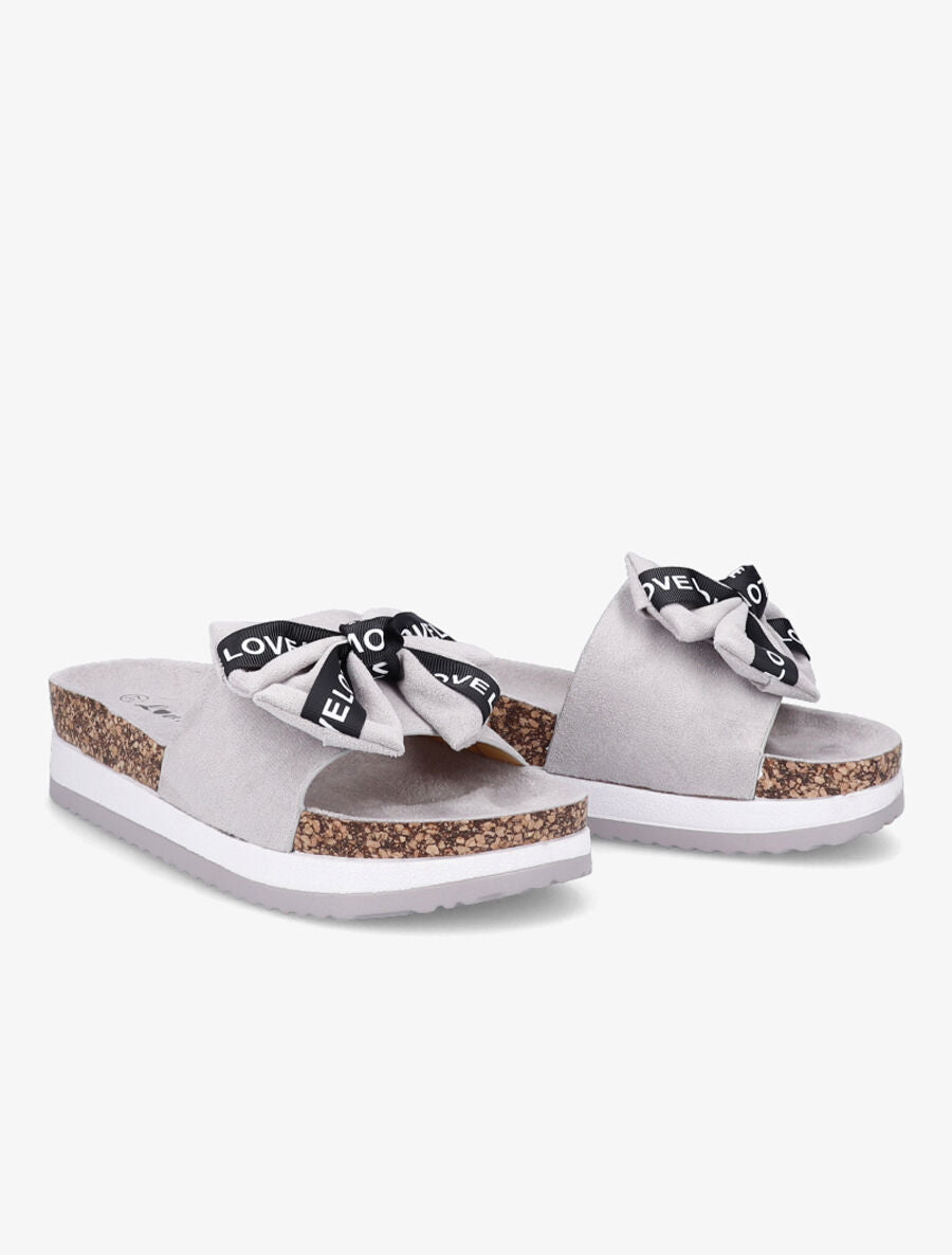 Claquettes à noeud et semelles stylisées - Gris clair - 4