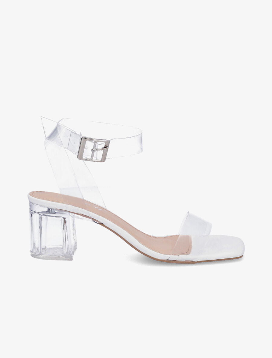 Sandales à brides et ganses transparentes - Blanc - 5