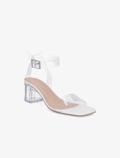Sandales à brides et ganses transparentes - Blanc - 2
