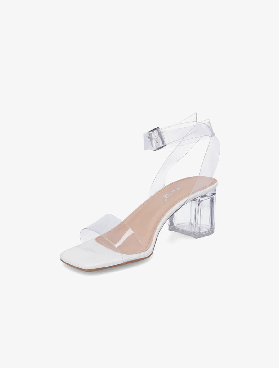Sandales à brides et ganses transparentes - Blanc - 3