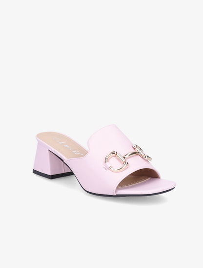 Mules en simili à boucle métallique dorée - Lilas - 2