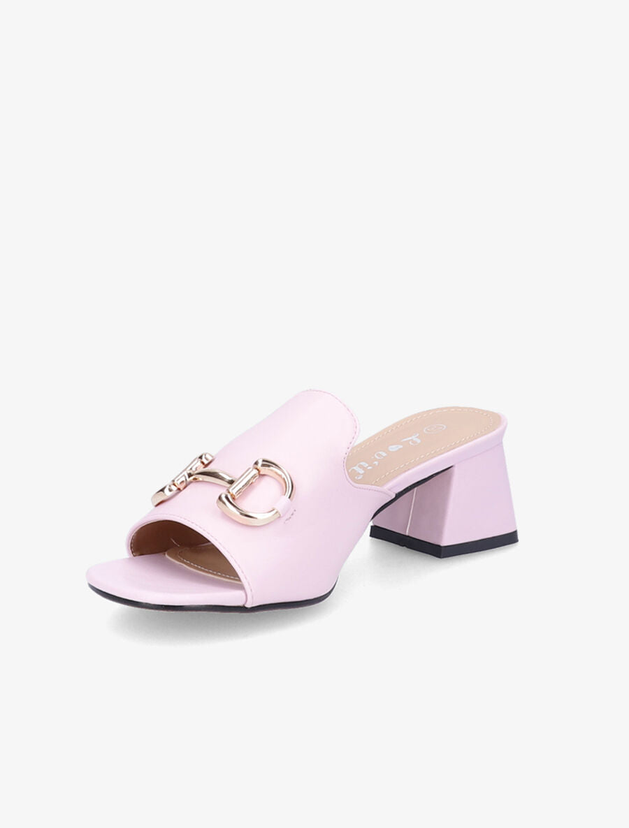 Mules en simili à boucle métallique dorée - Lilas - 3
