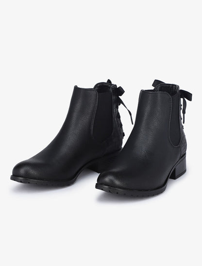 Chelsea boot à contrefort croco à corsage - Noir - 4