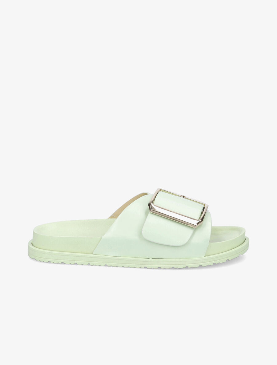 Claquettes en simili à boucle métallique - Vert - 2