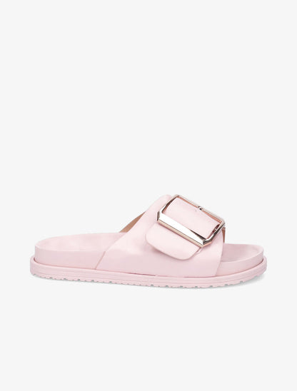 Claquettes en simili à boucle métallique - Rose - 2