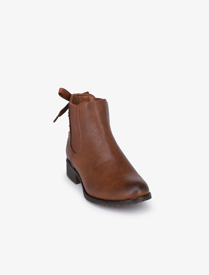 Chelsea boot à contrefort croco à corsage - Camel - 3