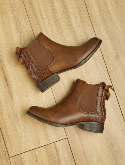Chelsea boot à contrefort croco à corsage - Camel - 5
