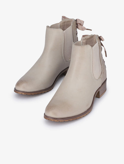 Chelsea boot à contrefort croco à corsage - Beige - 1