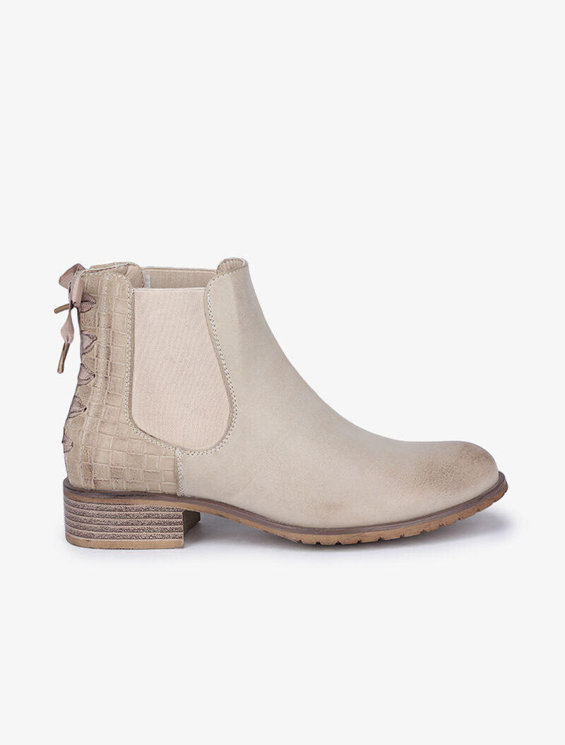 Chelsea boot à contrefort croco à corsage - Beige - 2