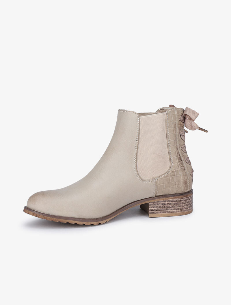 Chelsea boot à contrefort croco à corsage - Beige - 4