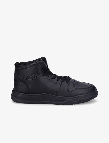 Sneakers montantes en simili à lacets - Noir - 5