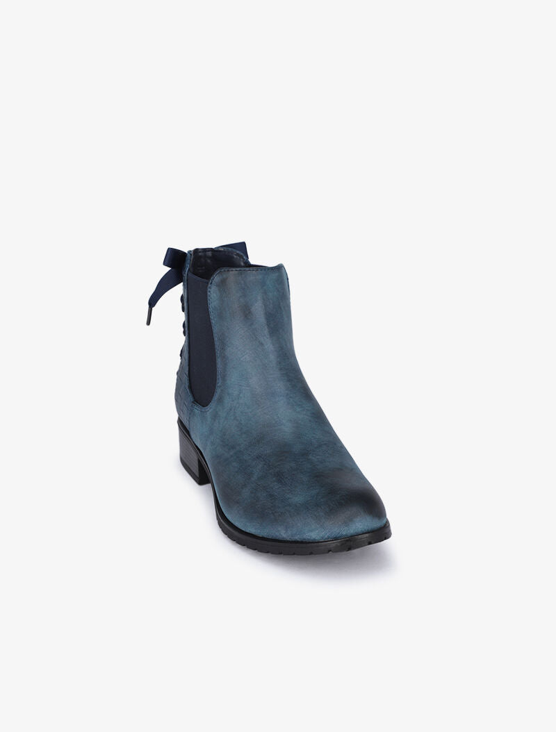 Chelsea boot à contrefort croco à corsage - Bleu - 2