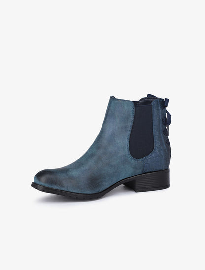 Chelsea boot à contrefort croco à corsage - Bleu - 3