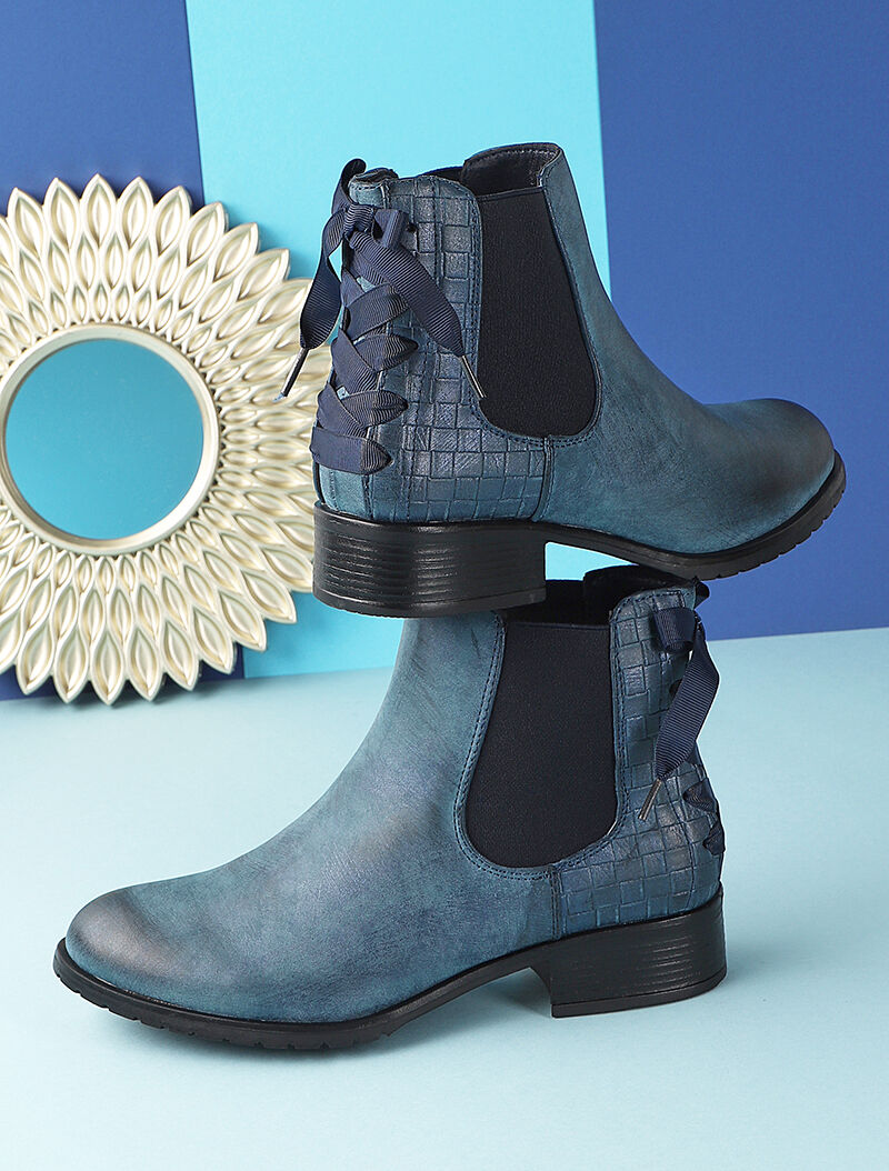Chelsea boot à contrefort croco à corsage - Bleu - 7
