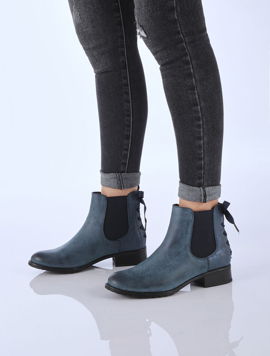 Chelsea boot à contrefort croco à corsage - Bleu - 5