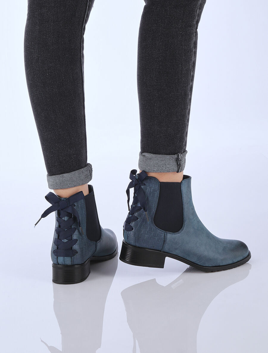 Chelsea boot à contrefort croco à corsage - Bleu - 6