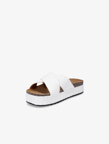 Mules croisées en tweed irisé - Blanc - 3