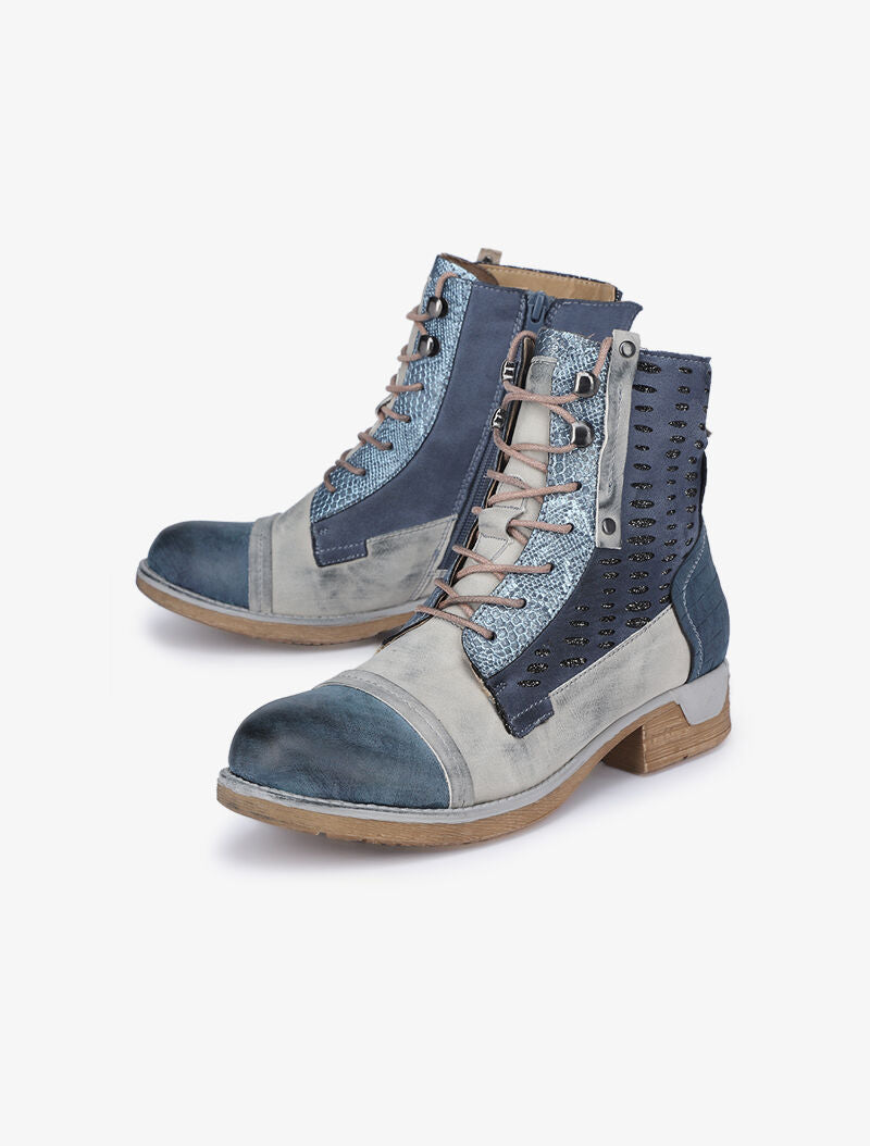 Boots style grunge à détails irisés - Bleu - 1