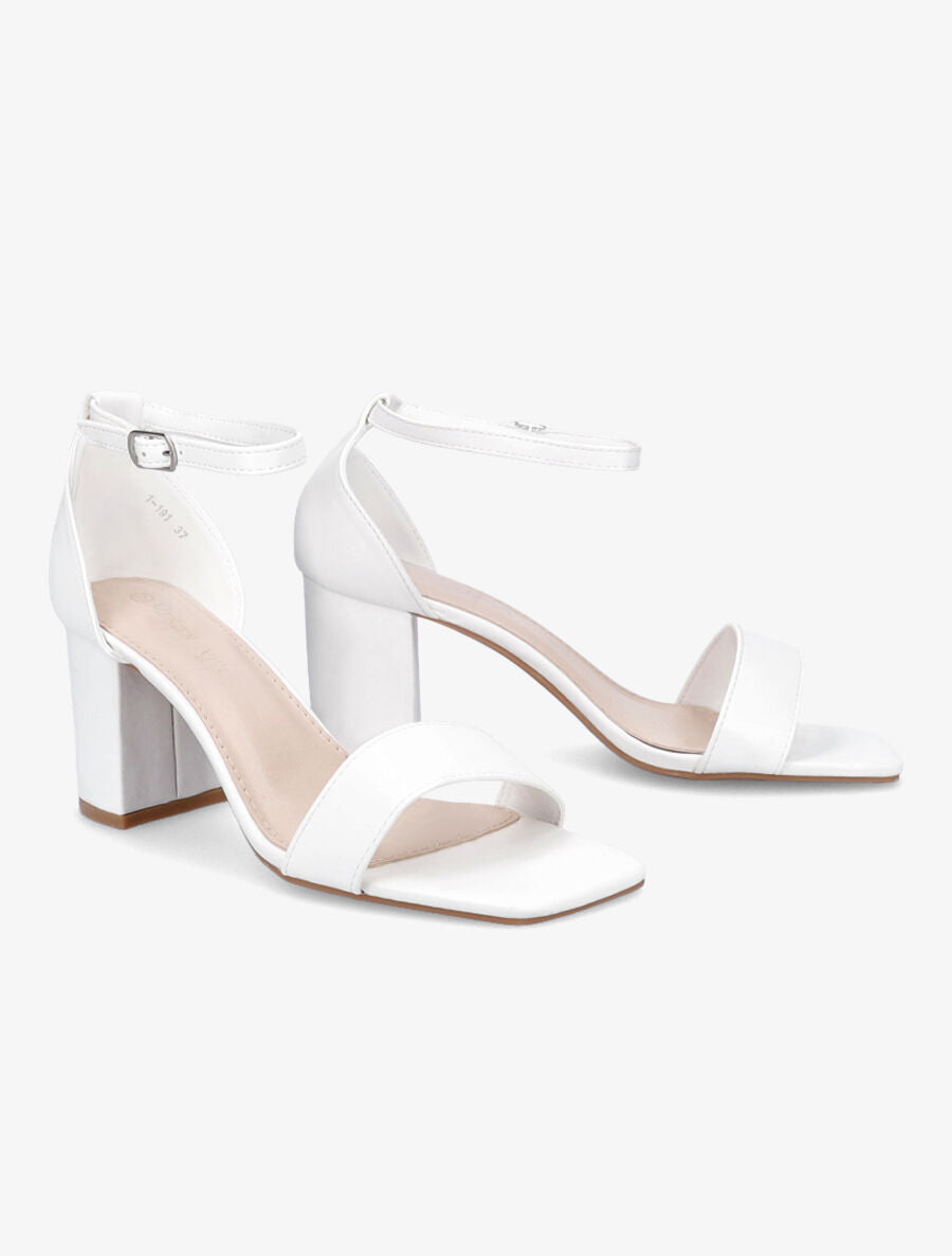 Sandales en simili à brides et talons - Blanc - 4
