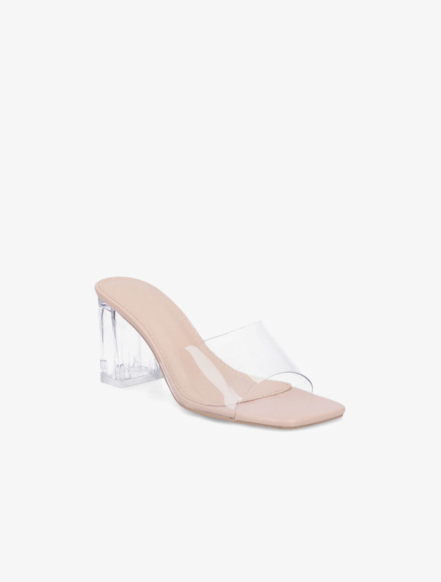 Mules transparentes à talons - Beige - 2