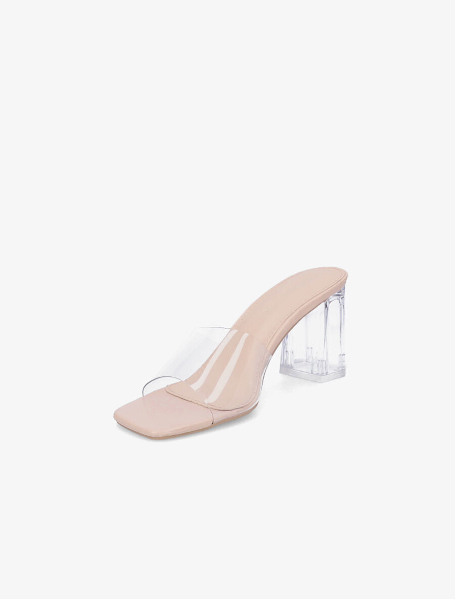 Mules transparentes à talons - Beige - 3