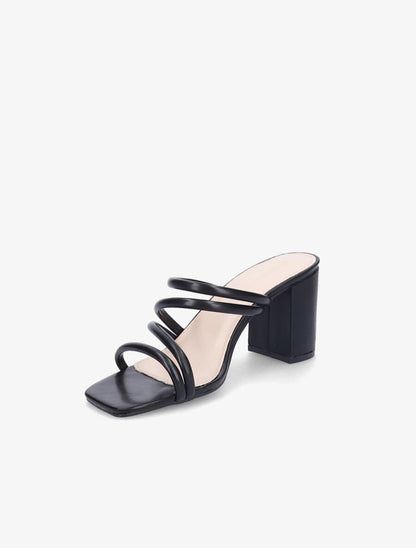 Mules à talons et multi brides - Noir - 3