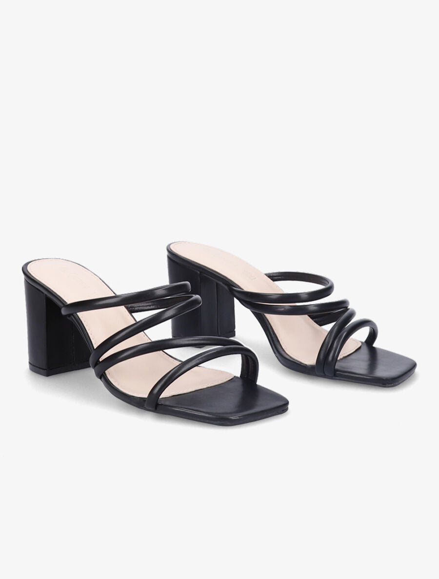 Mules à talons et multi brides - Noir - 4