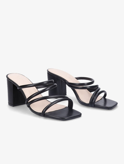Mules à talons et multi brides - Noir - 4