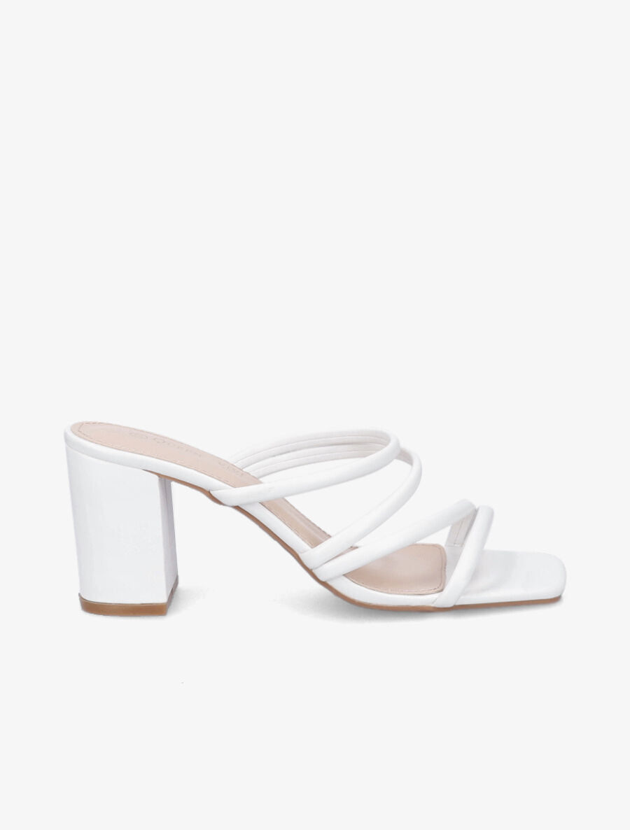 Mules à talons et multi brides - Blanc - 1