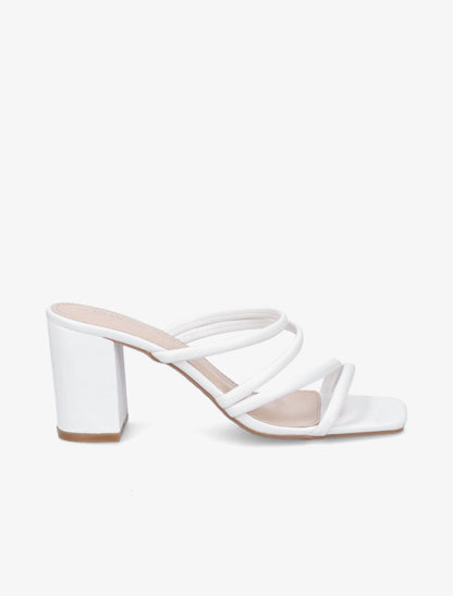 Mules à talons et multi brides - Blanc - 1