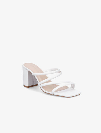 Mules à talons et multi brides - Blanc - 2