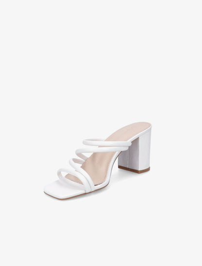 Mules à talons et multi brides - Blanc - 3