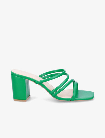 Mules à talons et multi brides - Vert - 5