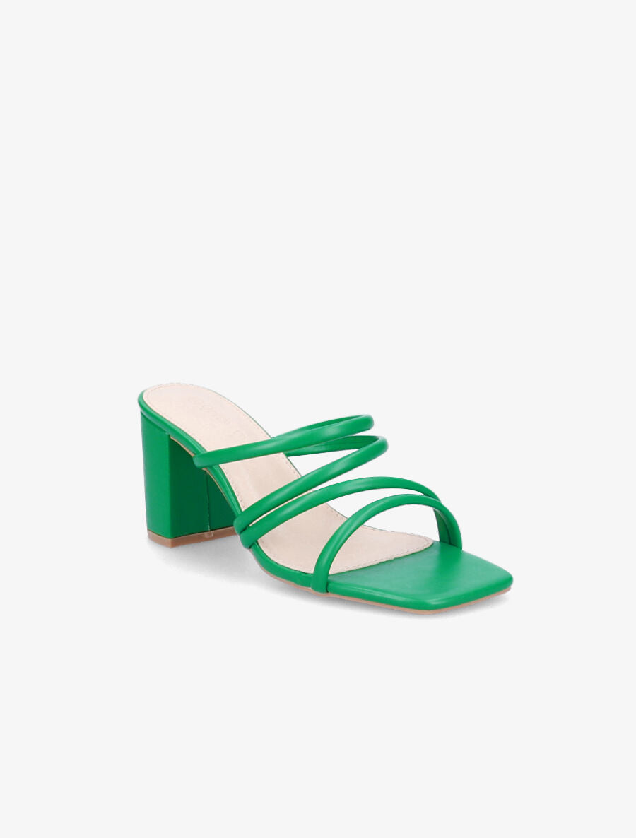 Mules à talons et multi brides - Vert - 2