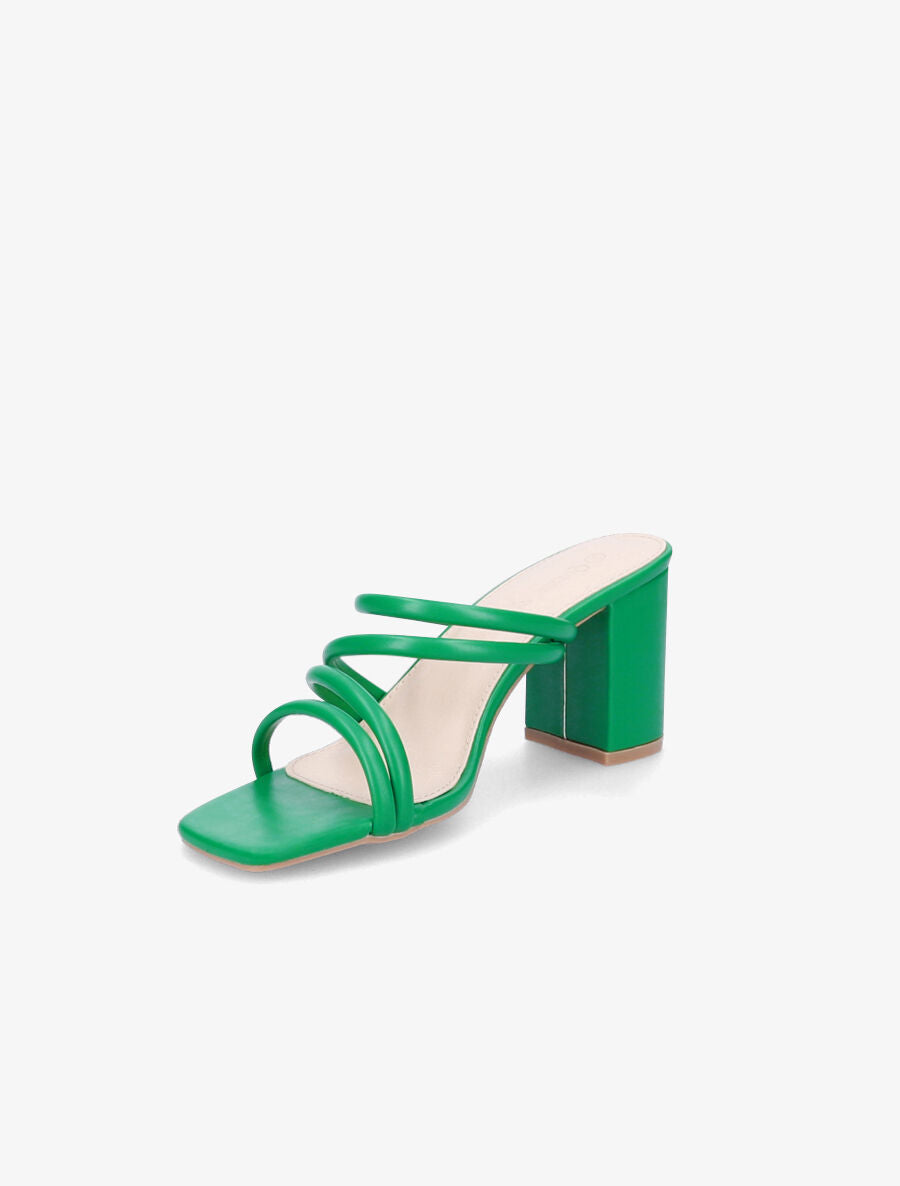 Mules à talons et multi brides - Vert - 3