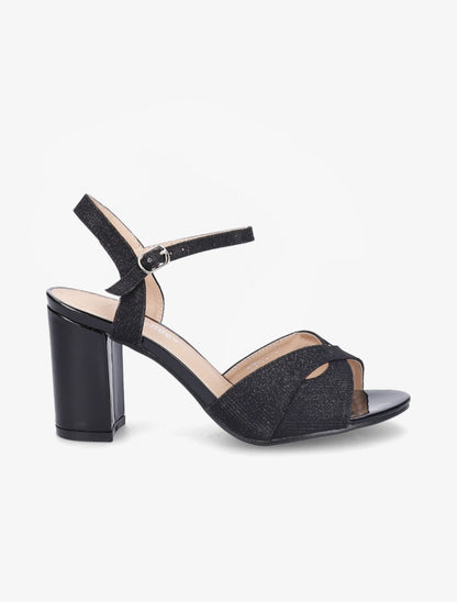 Sandales à brides croisées pailletées - Noir - 1