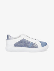 Baskets bi-matière effet python irisé - Blanc/bleu - 5