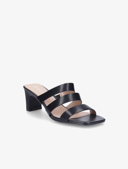 Mules à talons et brides élastiquées - Noir - 2
