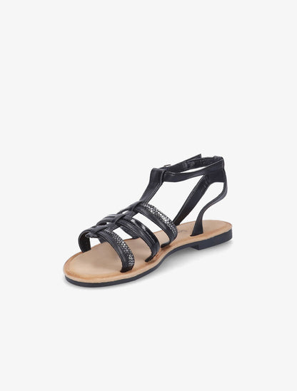 Nu-pieds à brides stylisées - Noir - 3