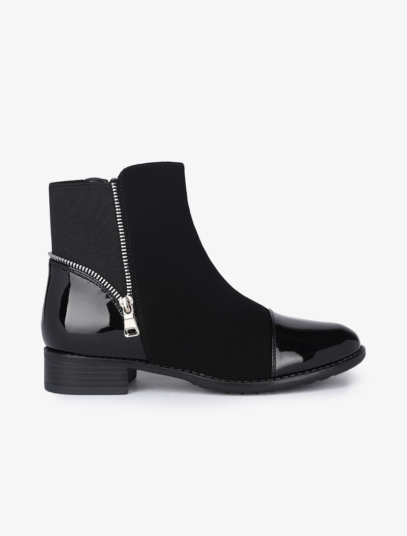 Bottines bimatière à zip stylisé - Noir - 2