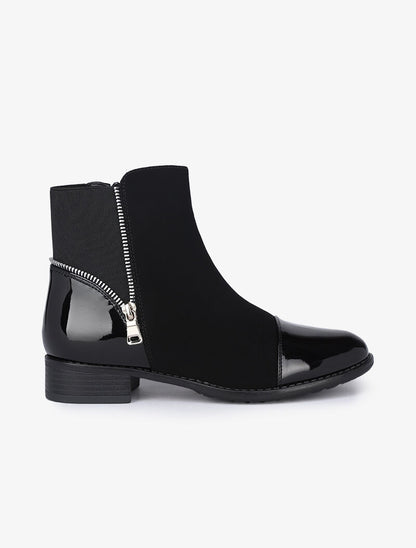Bottines bimatière à zip stylisé - Noir - 2