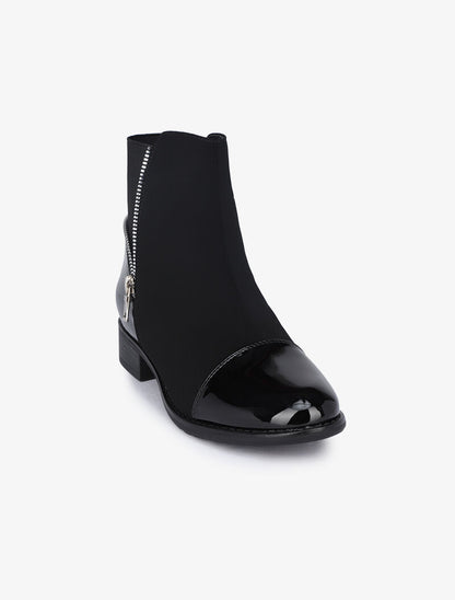 Bottines bimatière à zip stylisé - Noir - 3