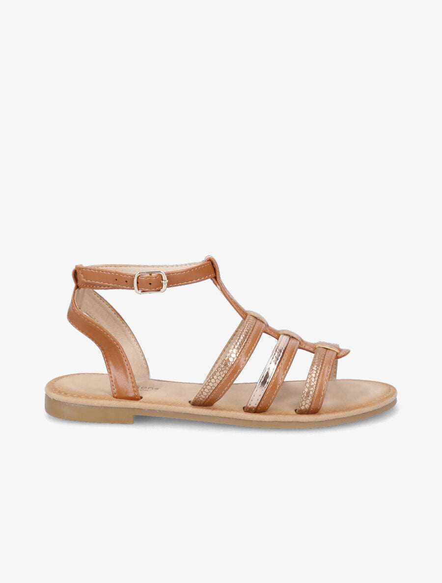 Nu-pieds à brides stylisées - Camel - 2